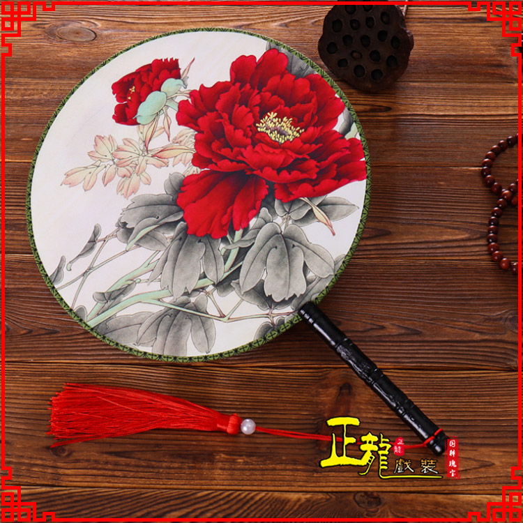 灵宝古典中国风团扇空白扇跳舞蹈扇 真丝宫扇