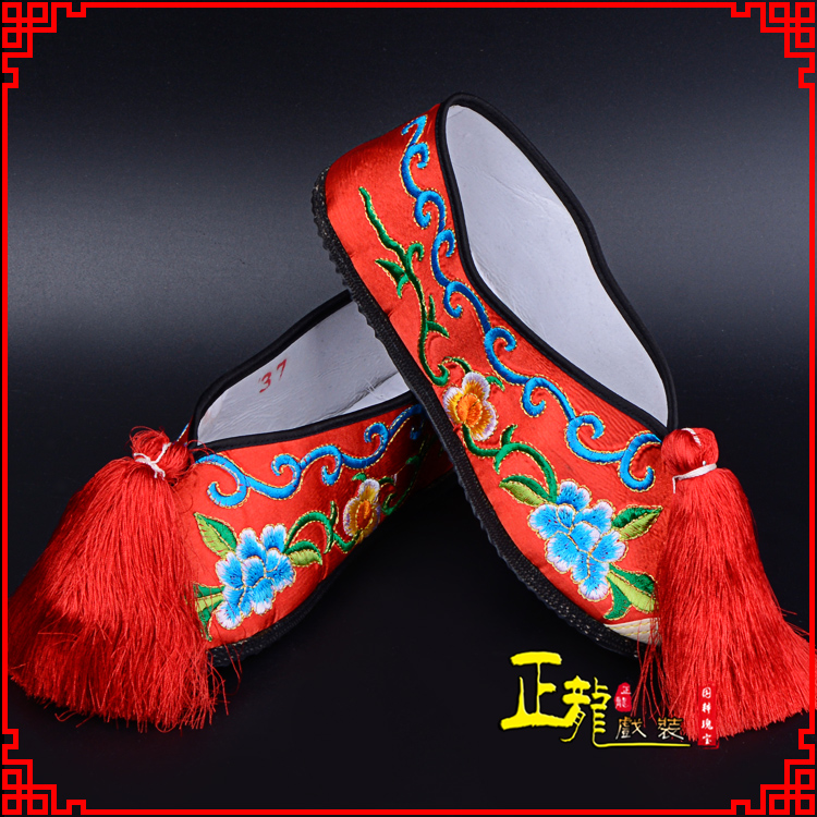 灵宝京剧越剧戏曲彩鞋花旦绣花 普平底彩鞋